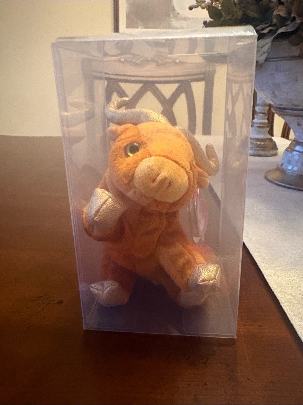 Ty Orange Beanie Babies Zodiac Ox Plush with Metallic Gold Accents